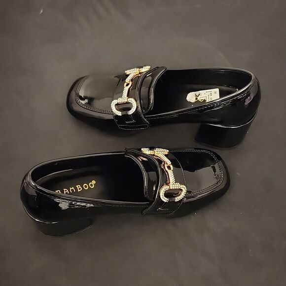 BRAND NEW BAMBOO DOLL RHINESTONE CHAIN LINING WOMEN'S LOAFERS - Picture 7 of 14